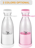 Mini frullatore elettrico portatile 300 ml in acciaio con tappo bianco e rosa
