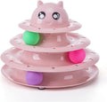 Torre gioco per gatti a 3 livelli rosa con palline colorate e faccina in cima