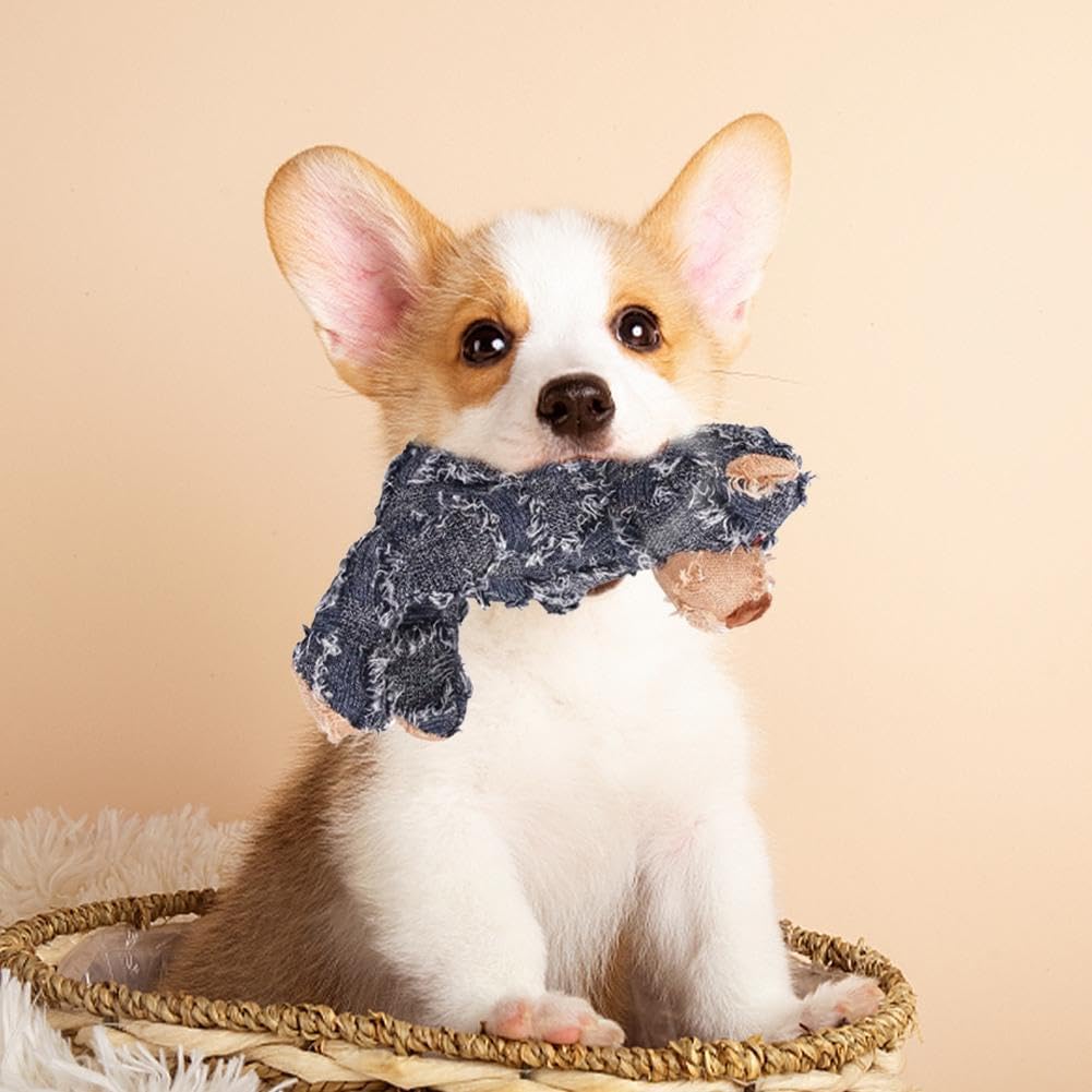 Peluche per cani a forma di animale in tessuto, grigio scuro con dettagli beige