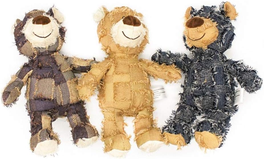 Set di 3 peluche per cani a forma di animali: marrone, beige e grigio scuro