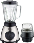 Frullatore multifunzione Royal Swiss con caraffa trasparente e base inox, quadrante nero