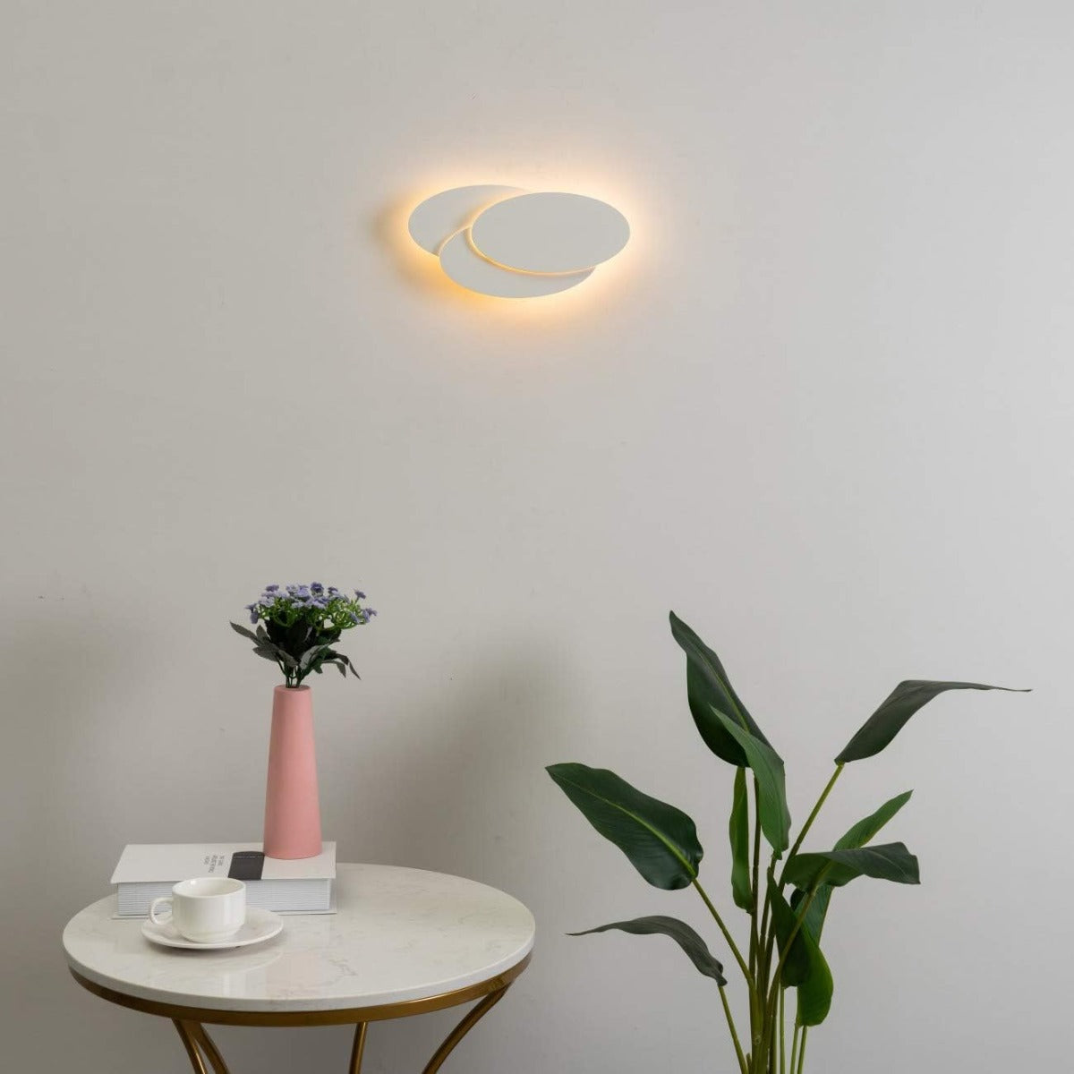 Applique LED rotondo da parete con due anelli, luce calda diffusa