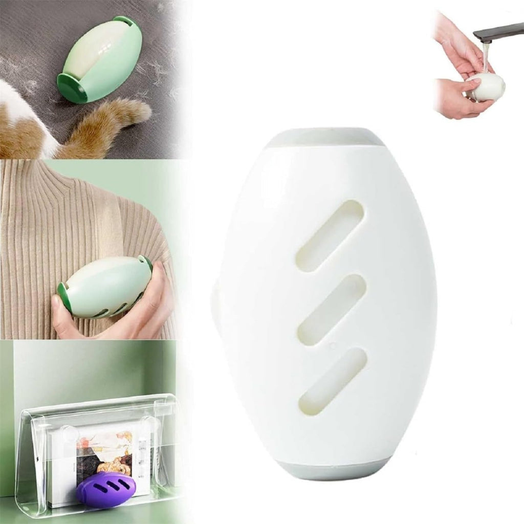 Rullo per pelucchi riutilizzabile verde menta e bianco, forma ovale con manico