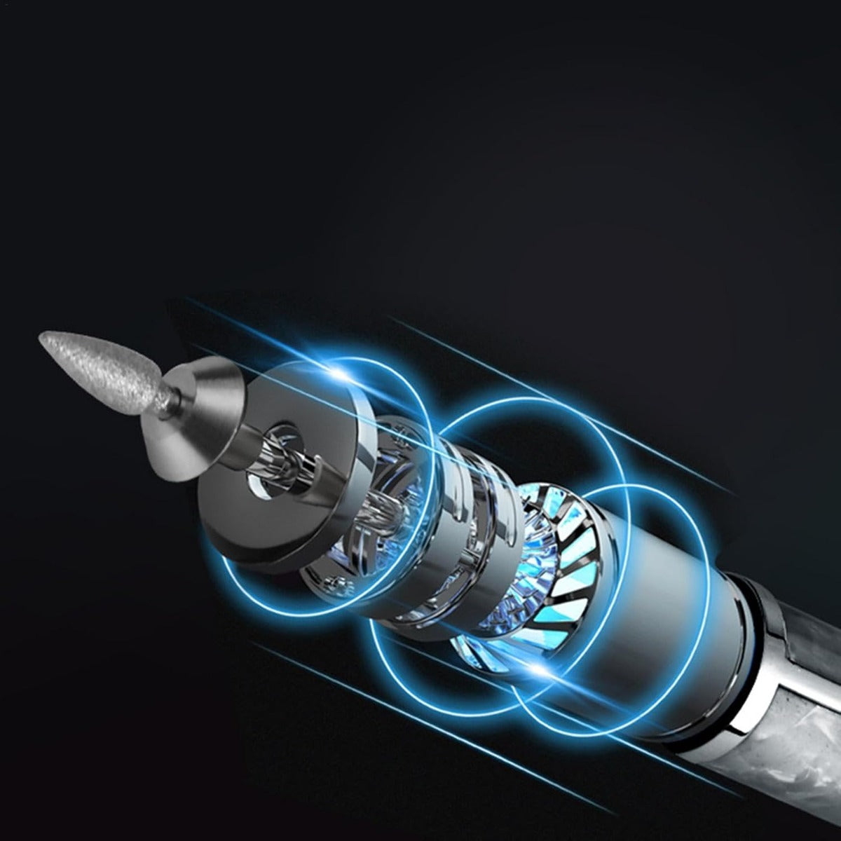 Lima elettrica per unghie con testine rotanti e luce LED blu