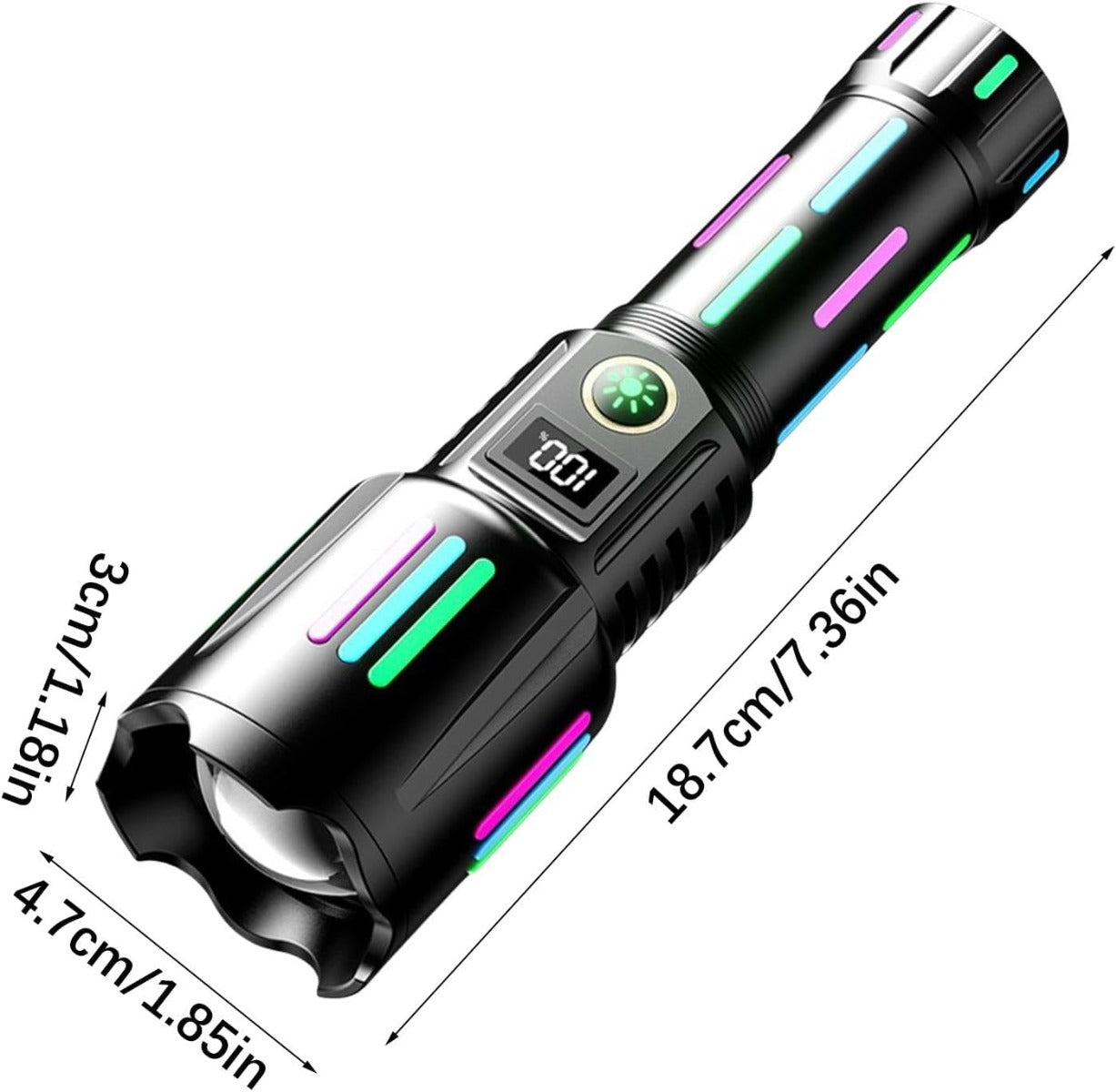 Torcia elettrica LED potente, zoom regolabile, impermeabile, ideale per campeggio e uso esterno