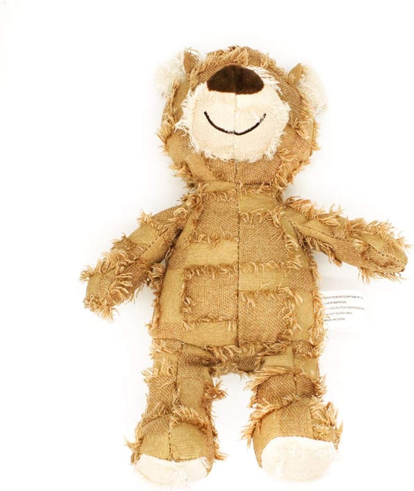 Peluche per cani a forma di animale, beige e crema, con muso ricamato e zampette