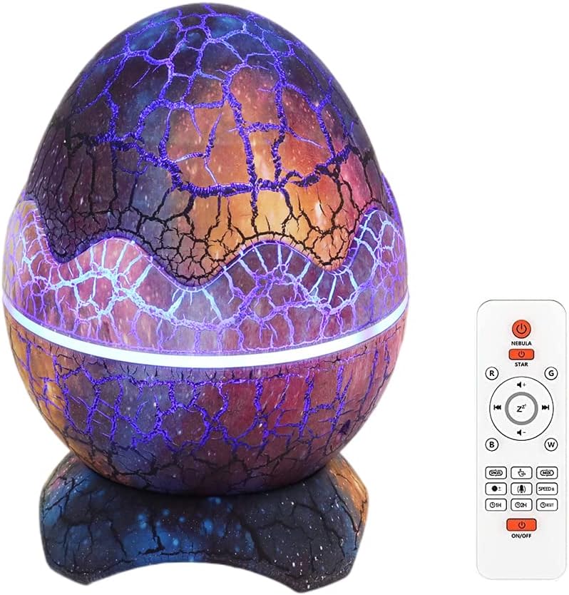 Proiettore a uovo di dinosauro con telecomando, luce blu e viola