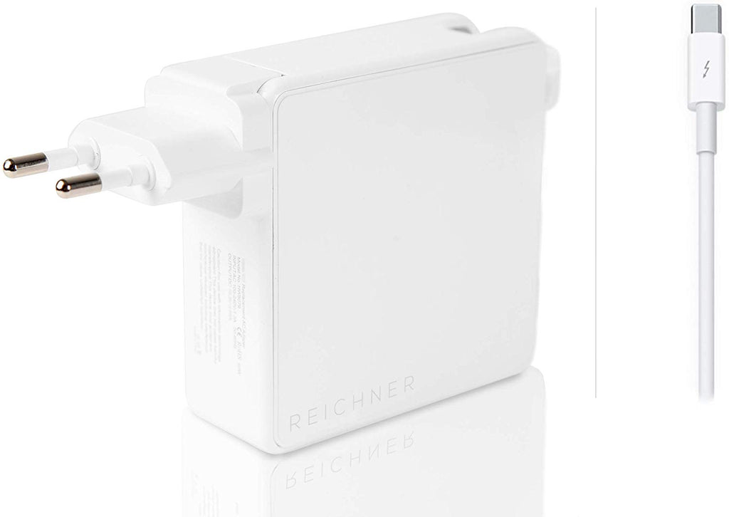 Caricatore USB-C portatile bianco con spina e alimentatore 61W
