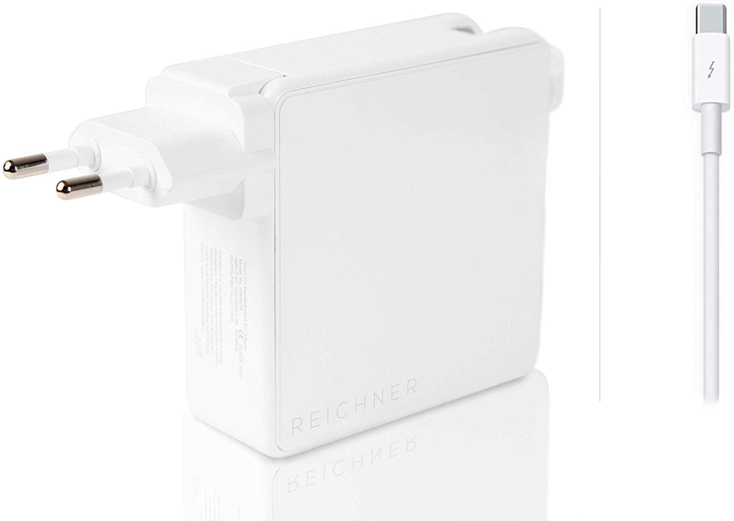 Caricatore USB-C portatile bianco con spina e alimentatore 61W