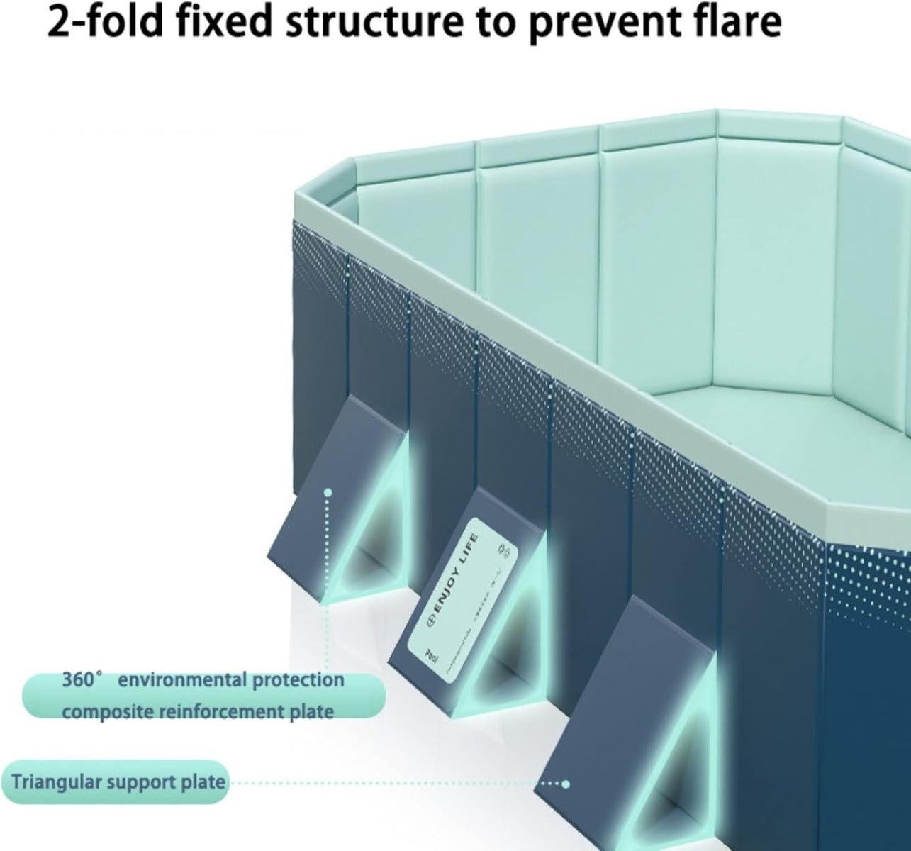 Piscina pieghevole in PVC verde chiaro e blu scuro con struttura rinforzata