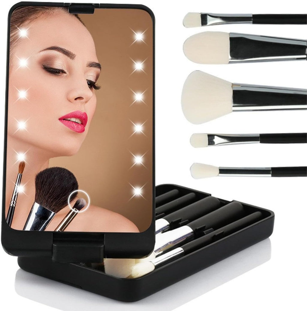 Specchio Portatile LED con Luce Regolabile e Pennelli