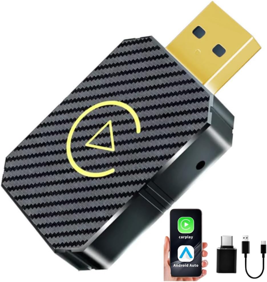 Adattatore wireless mini nero con spina USB dorata e rivestimento in carbonio