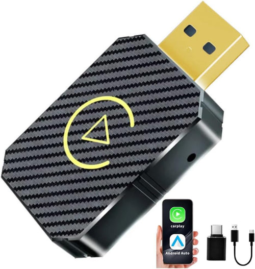 Adattatore wireless mini nero con spina USB dorata e rivestimento in carbonio