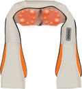 Massaggiatore cervicale e schiena beige con rete arancione riscaldante e comandi