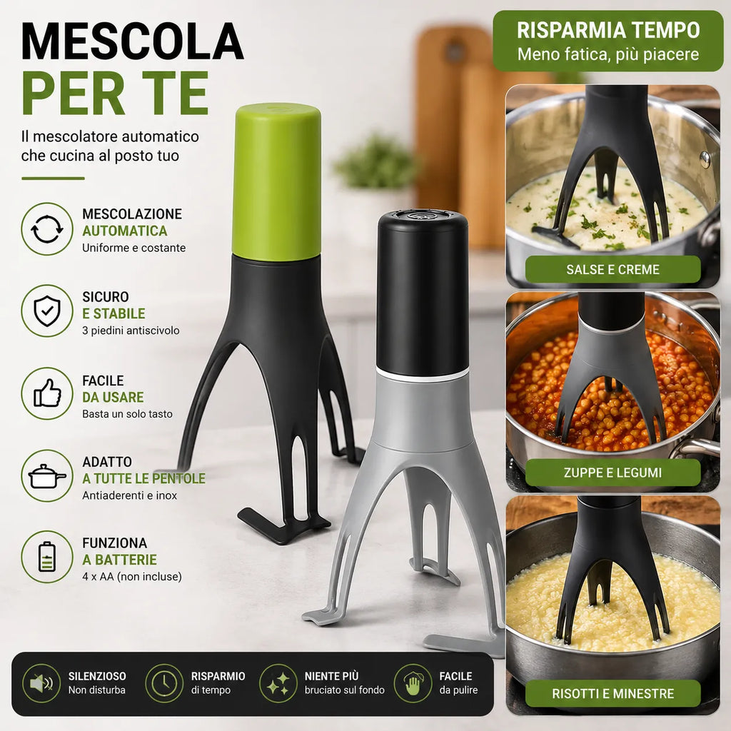Mescolatore Elettrico Automatico per Pentole Agitatore Cucina Gira Sugo Creme Salse