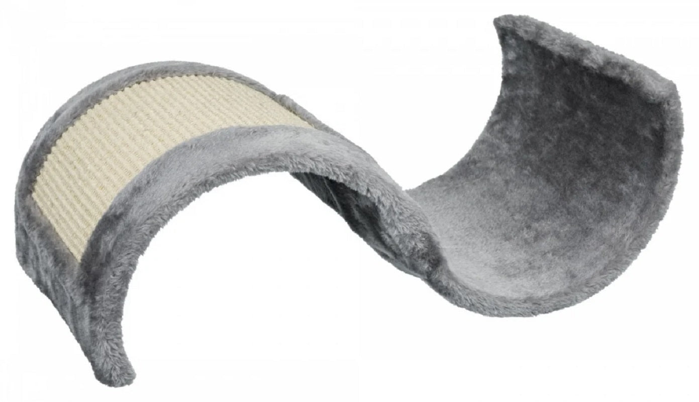 Tiragraffi a onda per gatti grigio con inserto in sisal beige