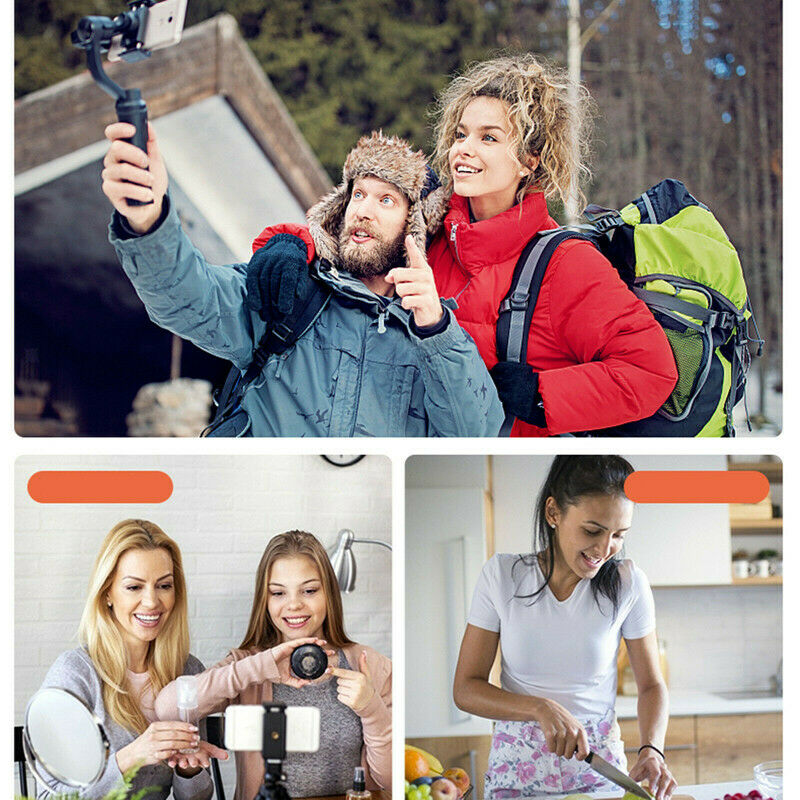 Microfono wireless nero con clip da bavero, usato con smartphone