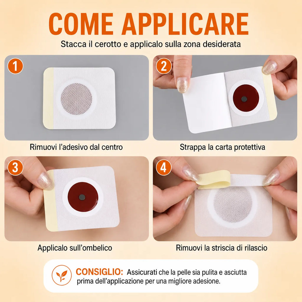 Cerotto adesivo rotondo su supporto protettivo: rimozione e applicazione sulla pelle