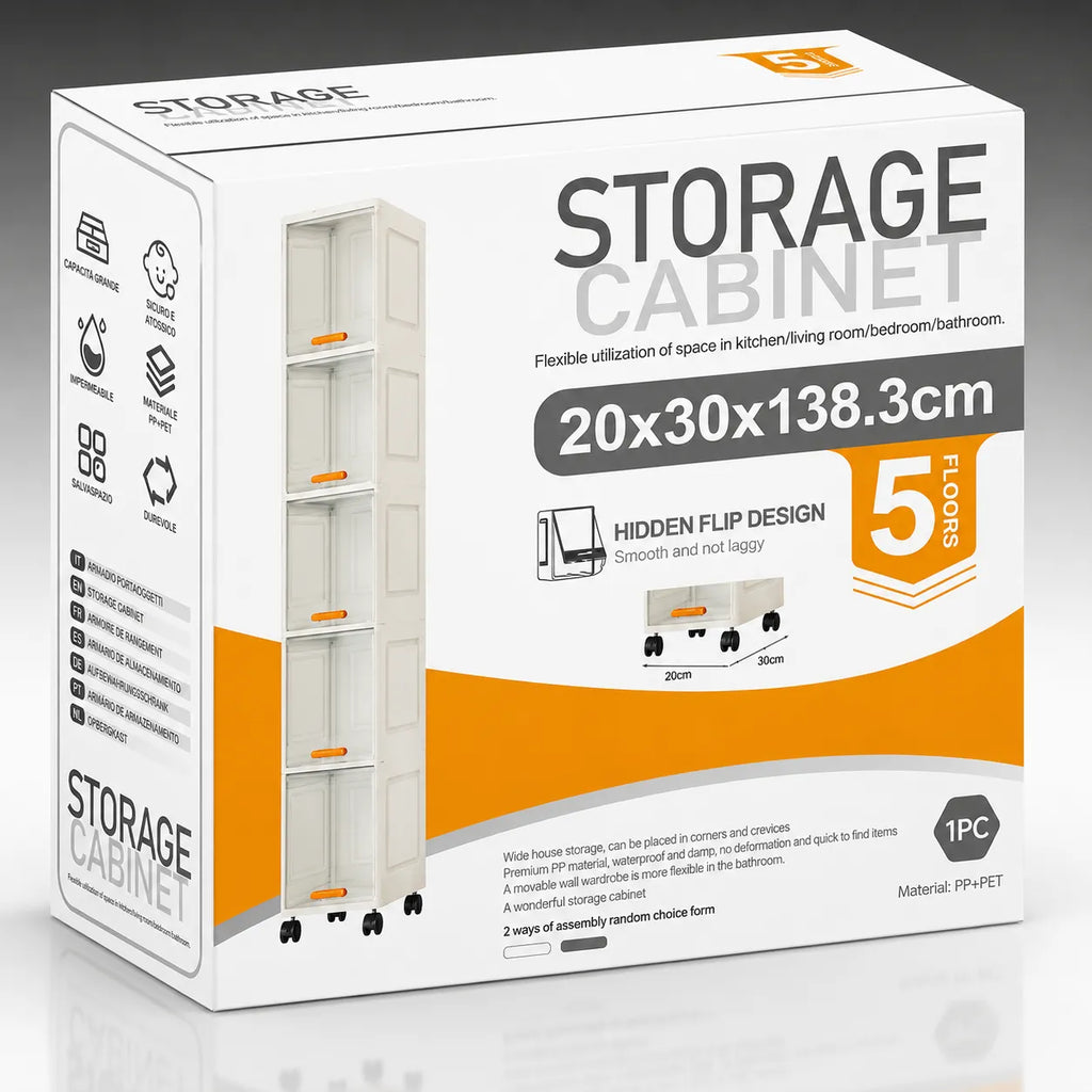 Scatola STORAGE CABINET bianco per armadio contenitore a ribalta, 5 ripiani
