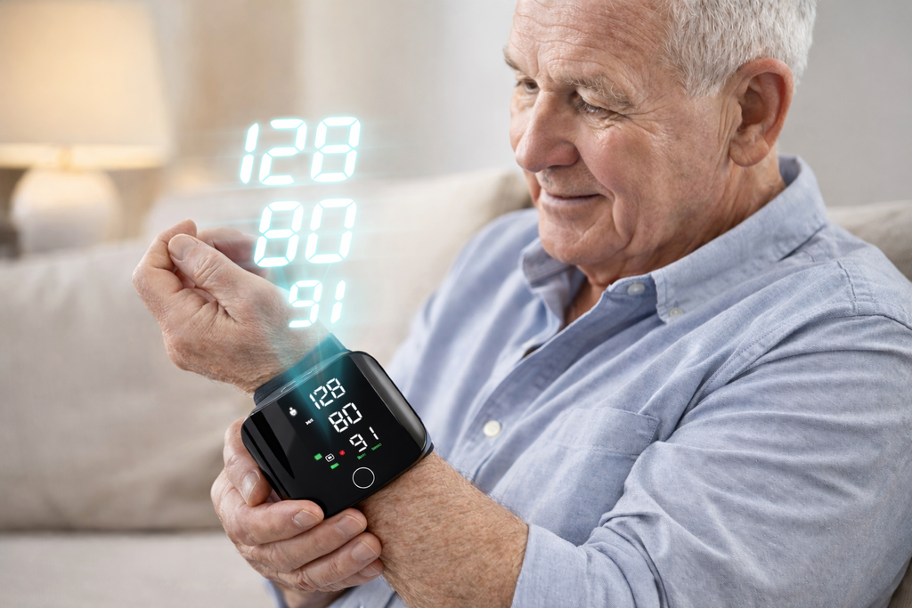 Misuratore di Pressione Sanguigna da Polso Digitale Portatile con Display LCD Retroilluminato e Memoria, Bracciale Regolabile