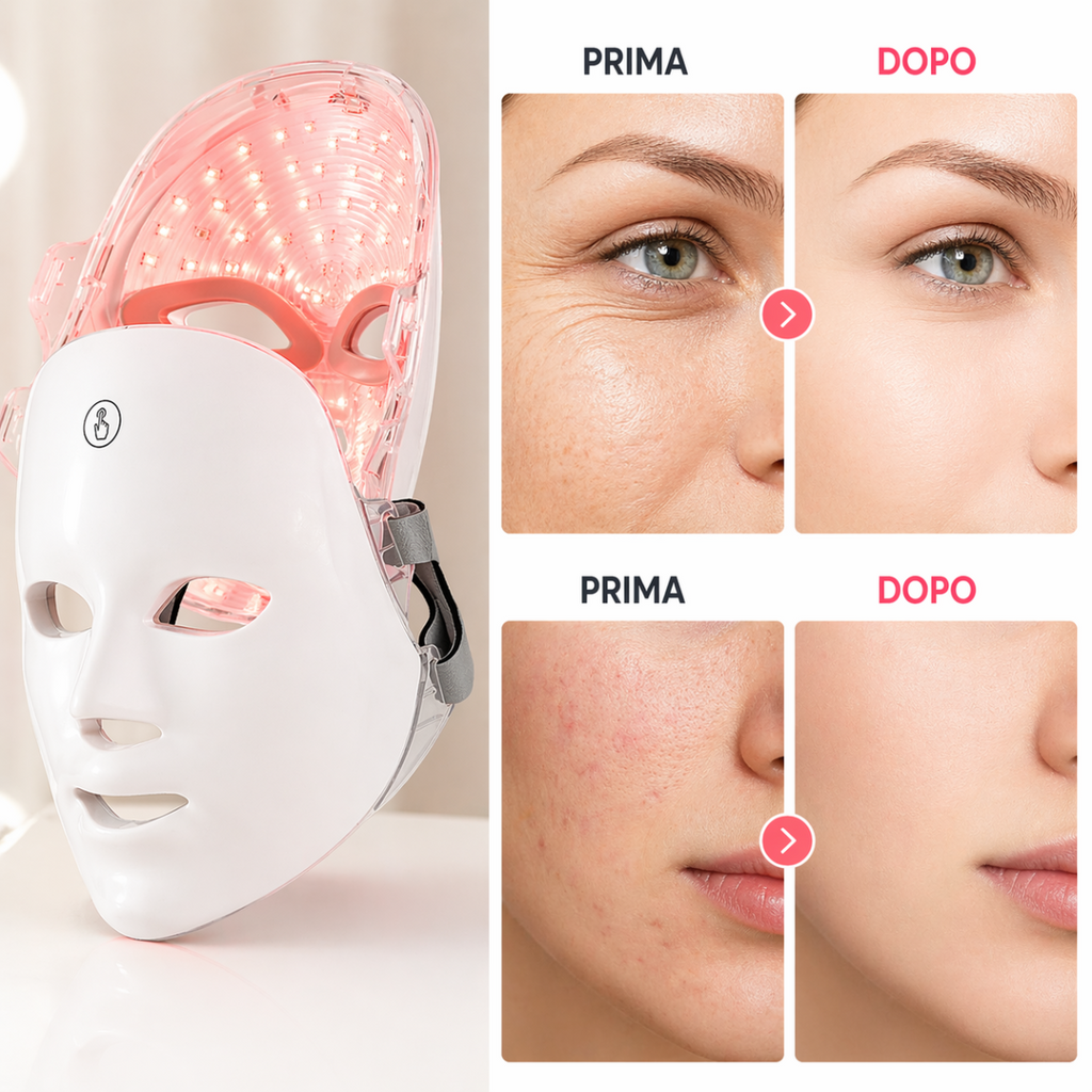 Maschera LED Viso 7 Colori – Dispositivo di Bellezza per la Cura della Pelle – Skin Care Device Ricaricabile