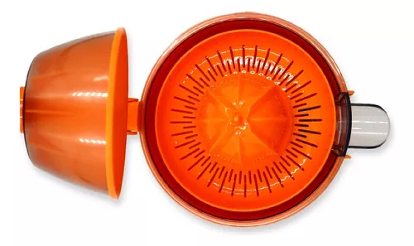 Spremiagrumi elettrico arancione con cono e filtro a griglia