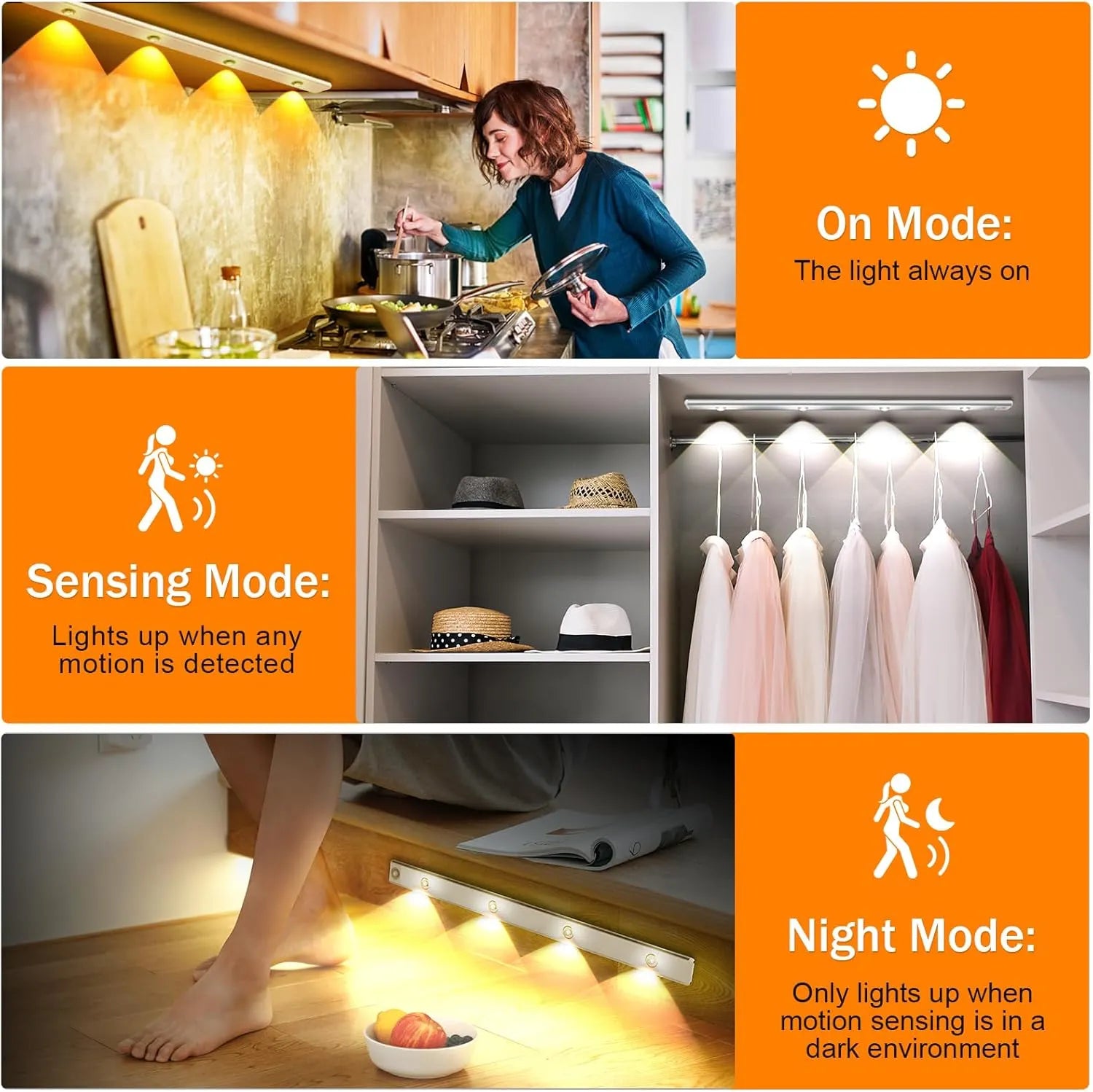 Luce LED Sottopensile 60 cm Ricaricabile con Sensore di Movimento