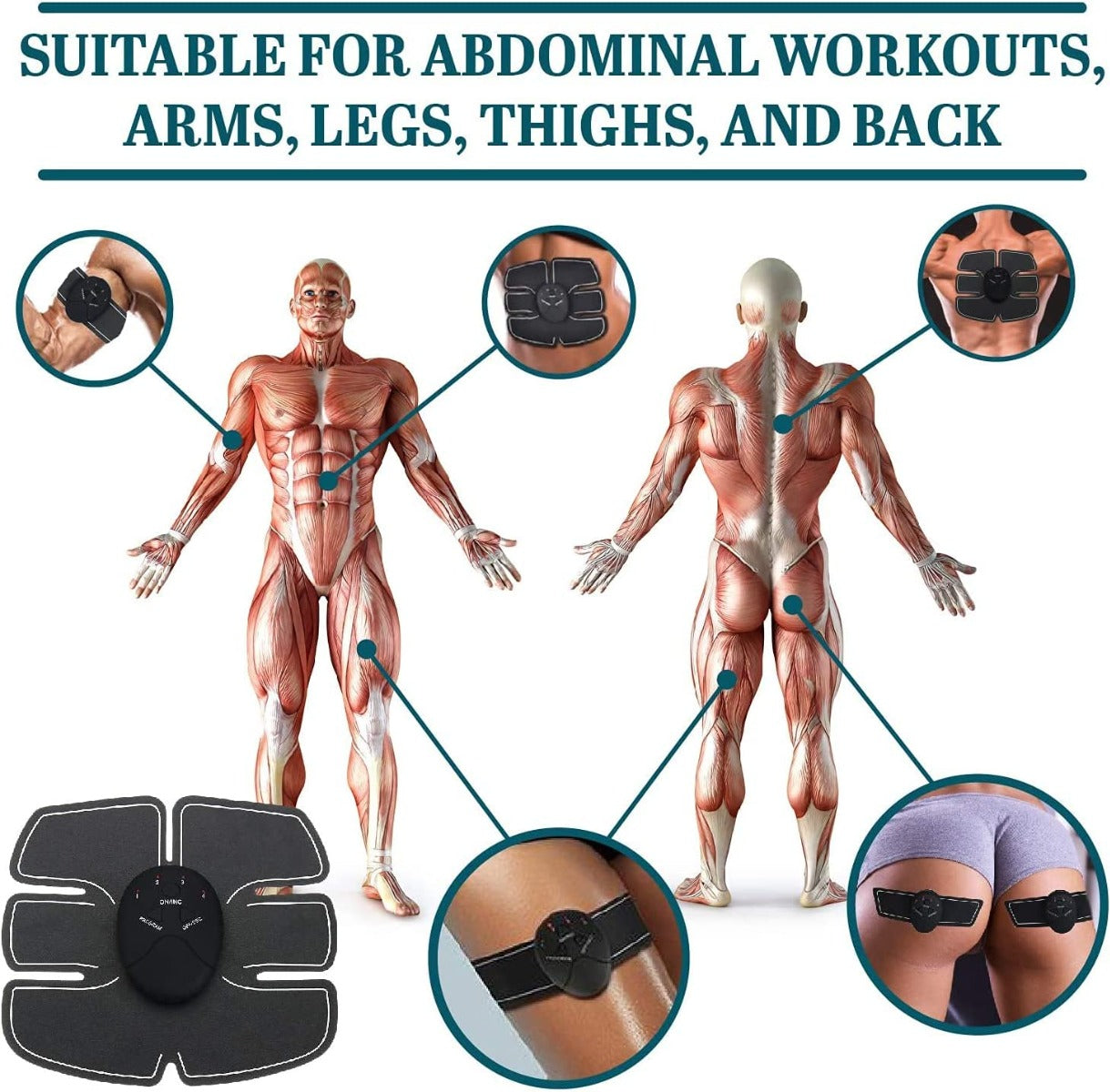 Stimolatore elettrico per addominali ems per la stimolazione muscolare con 6 modalità usb ricaricabile per addome braccia gambe