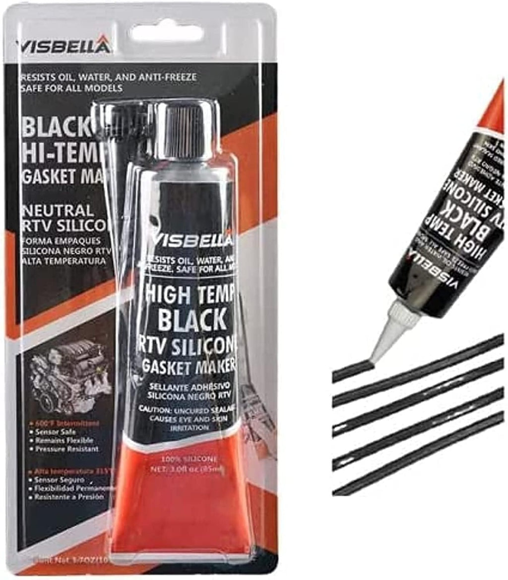 Sigillante RTV silicone nero alta temperatura, flacone e beccuccio con 3 linee