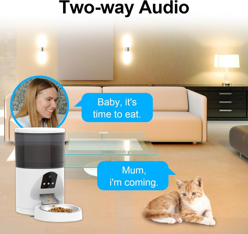 Dispenser Automatico Crocchette Gatto e Cane con Telecamera e WiFi 6L