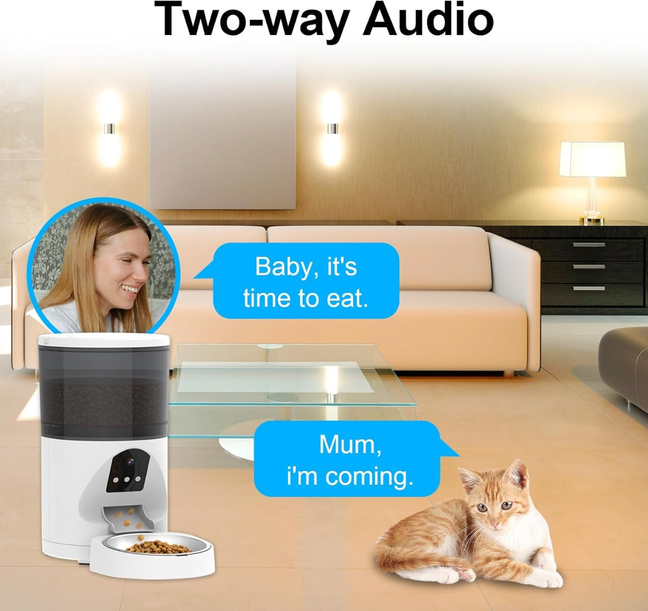 Dispenser Automatico Crocchette Gatto e Cane con Telecamera e WiFi 6L