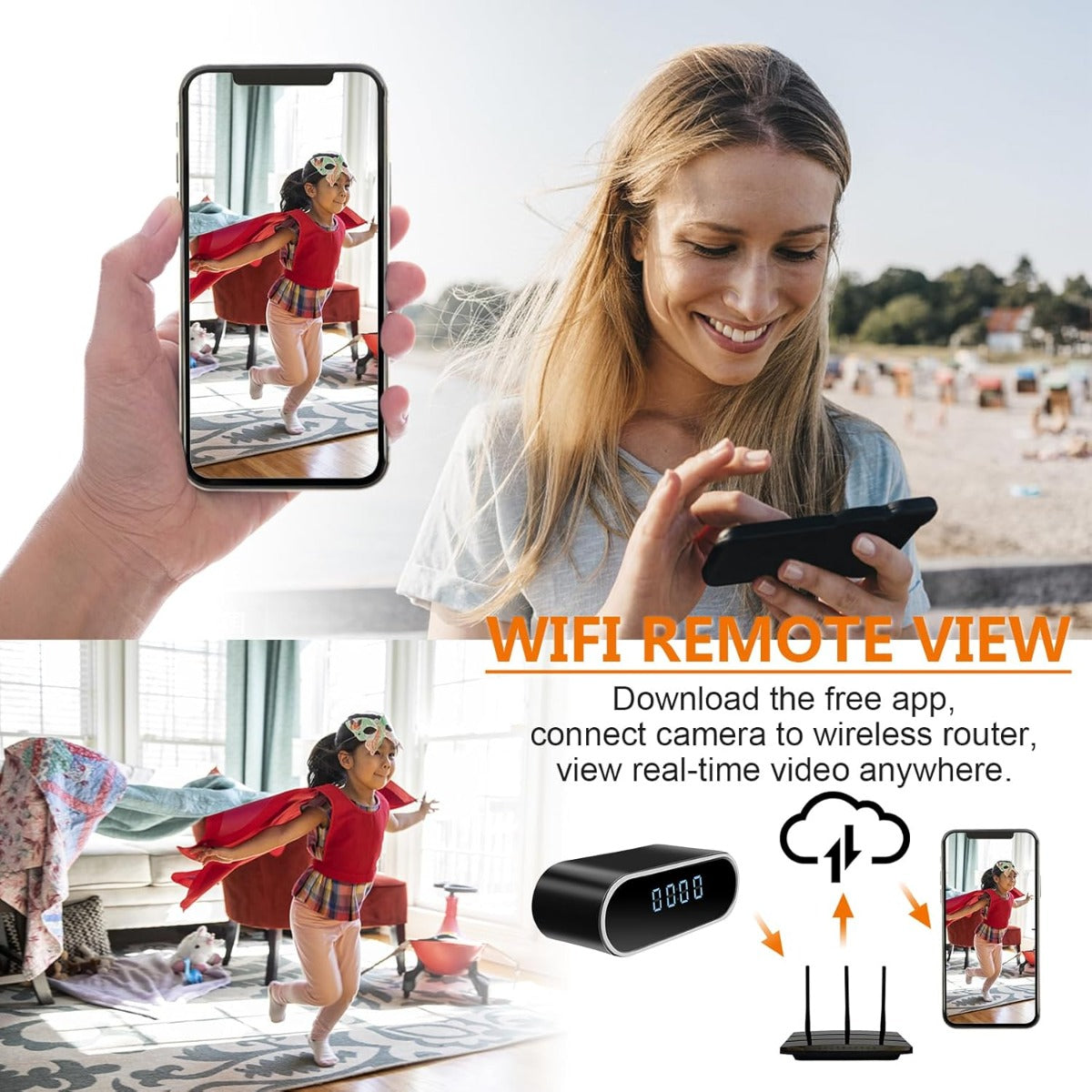 Telecamera spia a orologio WiFi con visualizzazione live su smartphone