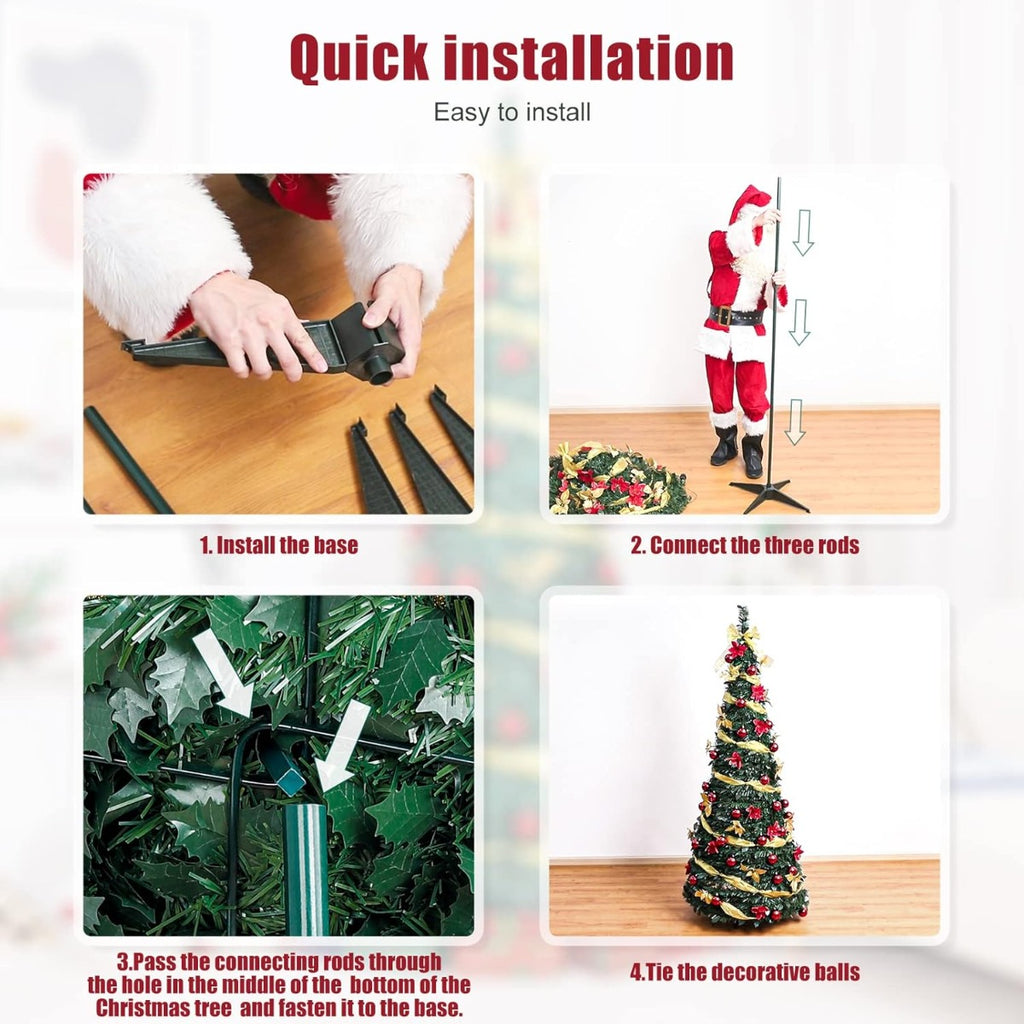Trenino natalizio elettrico: montaggio rapido con aste decorative e base per albero.