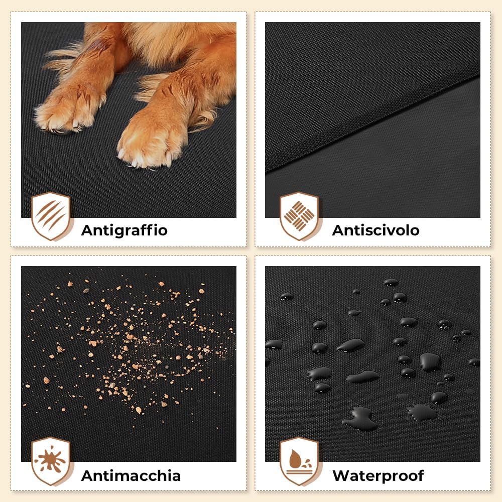 Telo Coprisedile Auto per Cani 130x144 cm Nero Impermeabile Antigraffio Universale