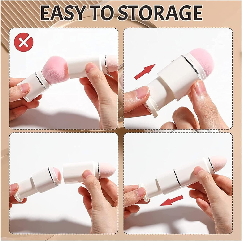 Set di pennelli da trucco 8 in 1 riposti nella custodia retrattile bianca