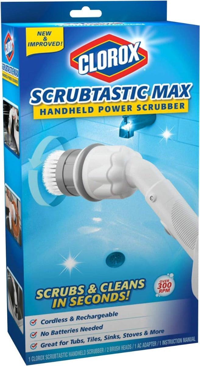 Scatola Clorox Scrubtastic Max con spazzola elettrica portatile a batteria