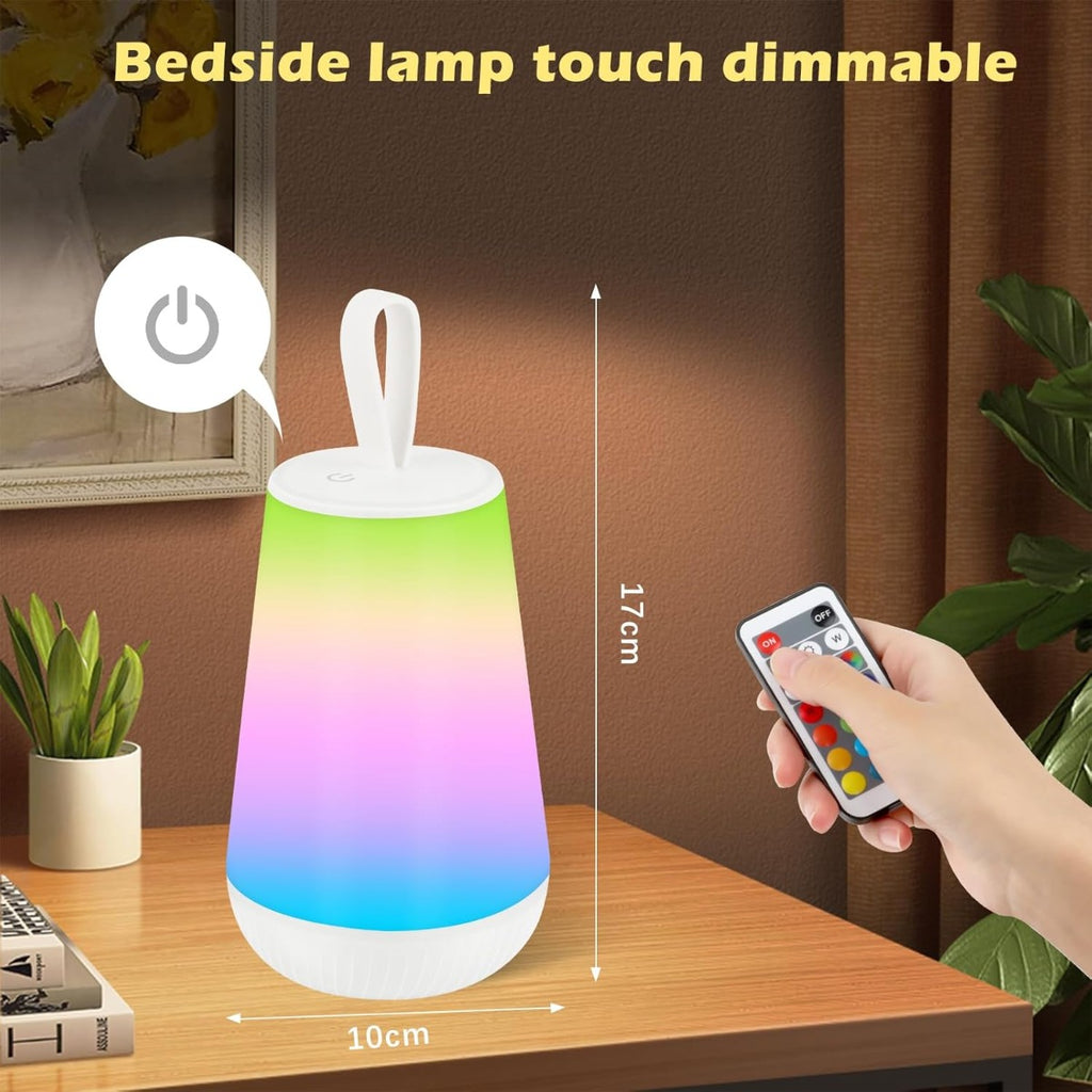 Lampada da comodino LED bianca con paralume diffusore e luce colorata regolabile