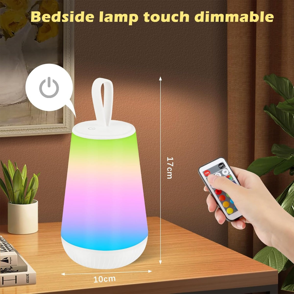 Lampada da comodino LED bianca con paralume diffusore e luce colorata regolabile