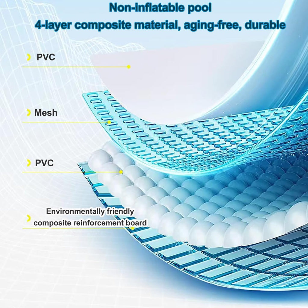 Piscina pieghevole non gonfiabile blu con fondo a griglie