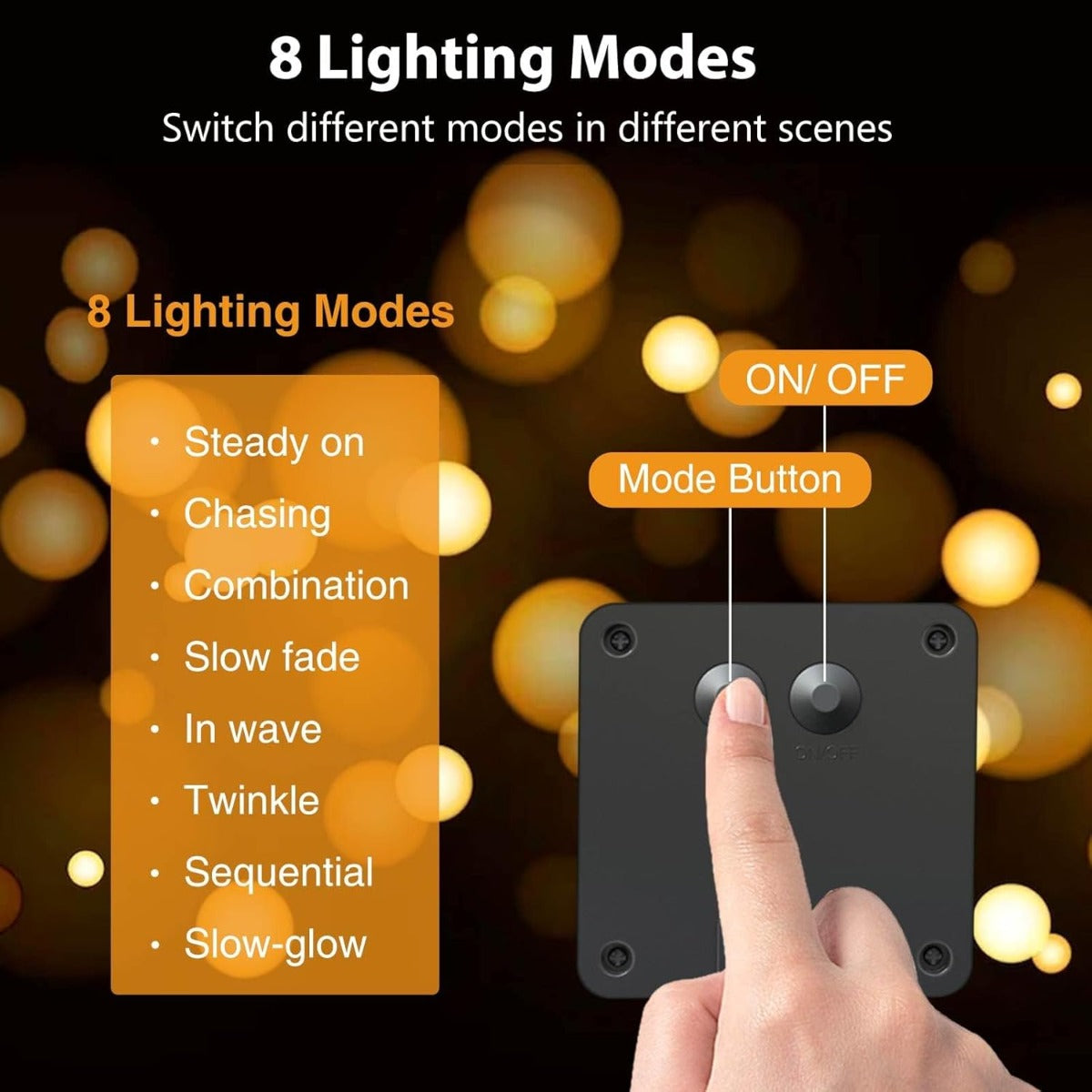 Catena luminosa solare con telecomando per selezione modalità di illuminazione