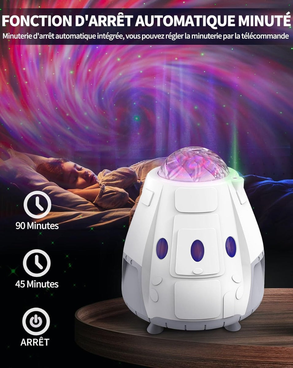 Projecteur a capsule spatiale blanc con cupola stellata e minuterie automatique