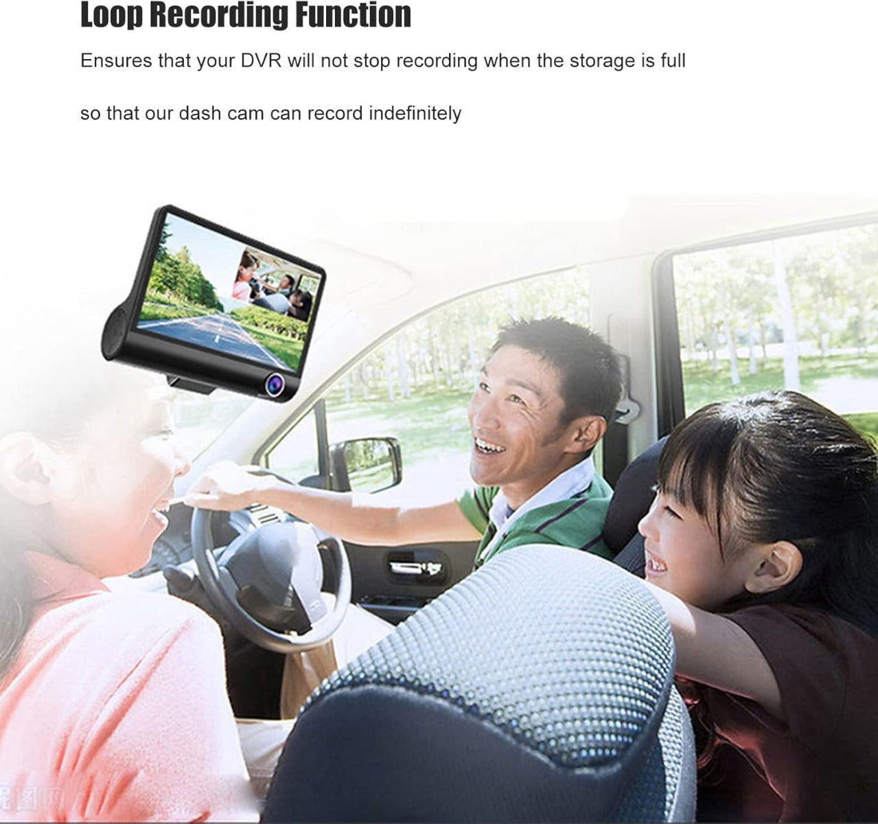 Dash cam con schermo e lente, supporto per installazione in auto
