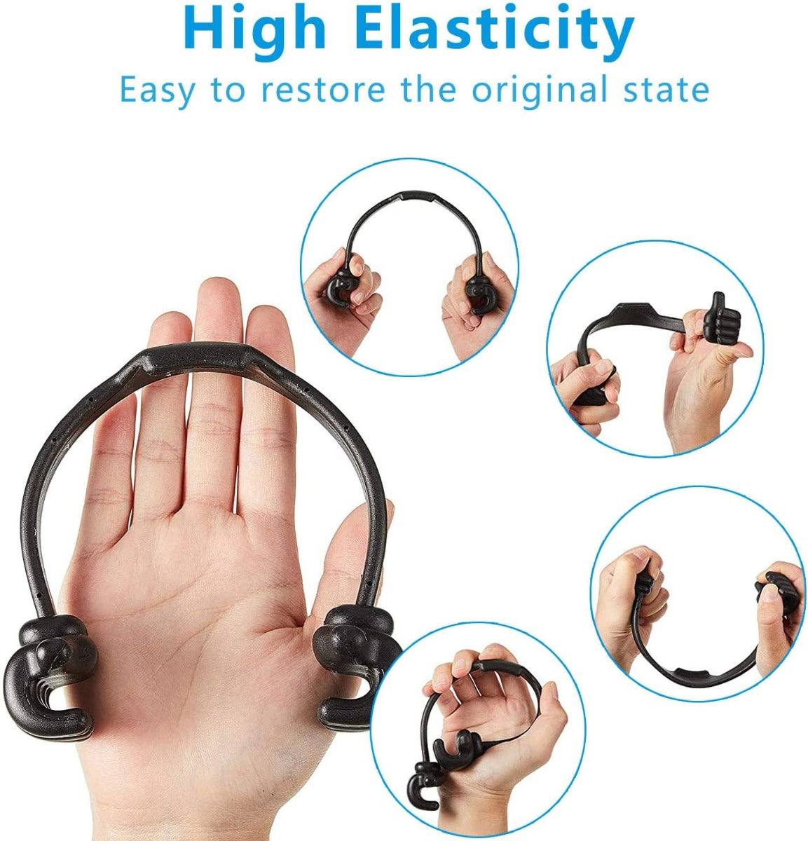 Supporto smartphone flessibile nero con arco regolabile e due supporti a dita