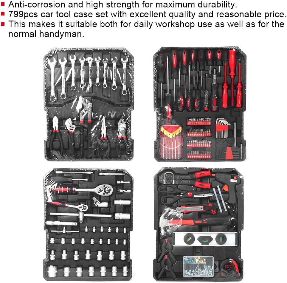 Set di Attrezzi 799 Pezzi con Valigia su Ruote – Professionale, Robusto, Completissimo
