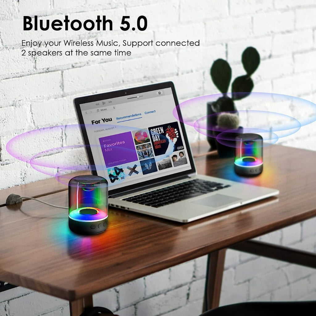 Mini cassa Bluetooth ricaricabile con luce LED RGB circolare e comandi