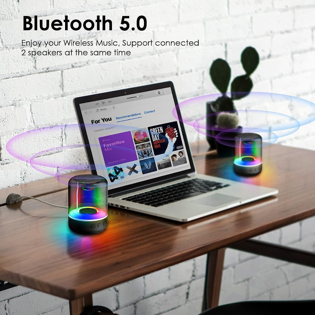 Mini cassa Bluetooth ricaricabile con luce LED RGB circolare e comandi