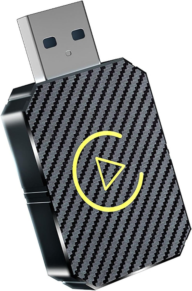 Adattatore wireless 2 in 1 con motivo carbonio e porta USB grigia, icona gialla