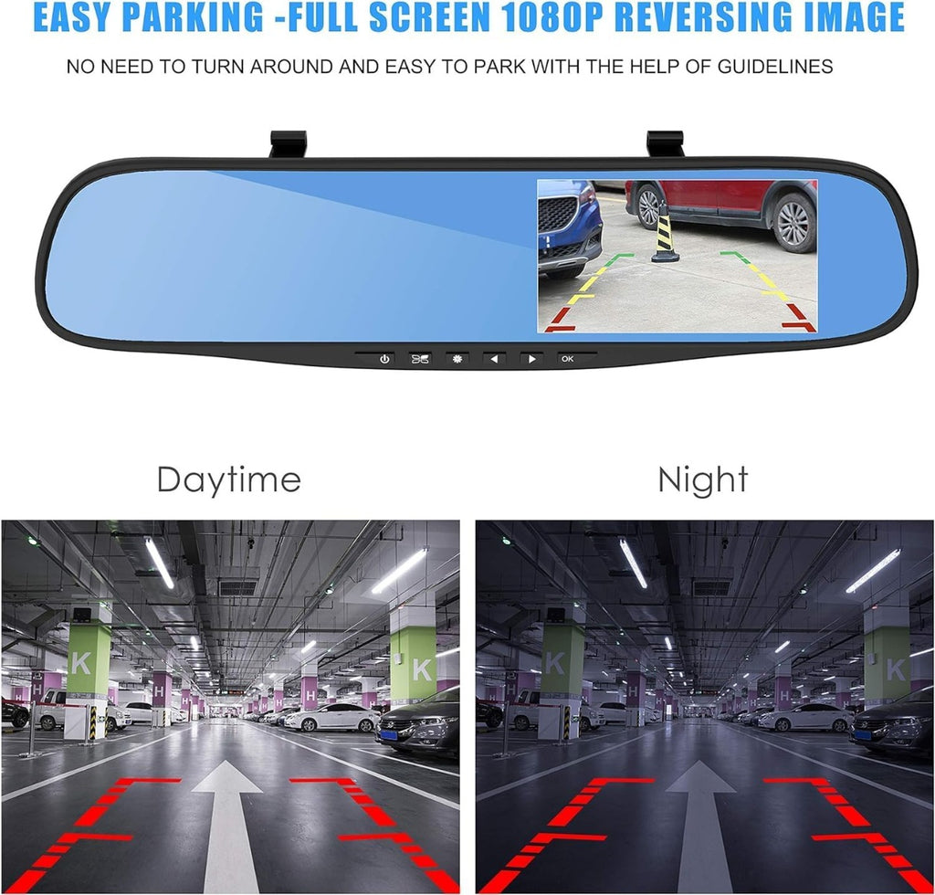 Specchietto retrovisore digitale con schermo 4,3" e immagine di parcheggio su display