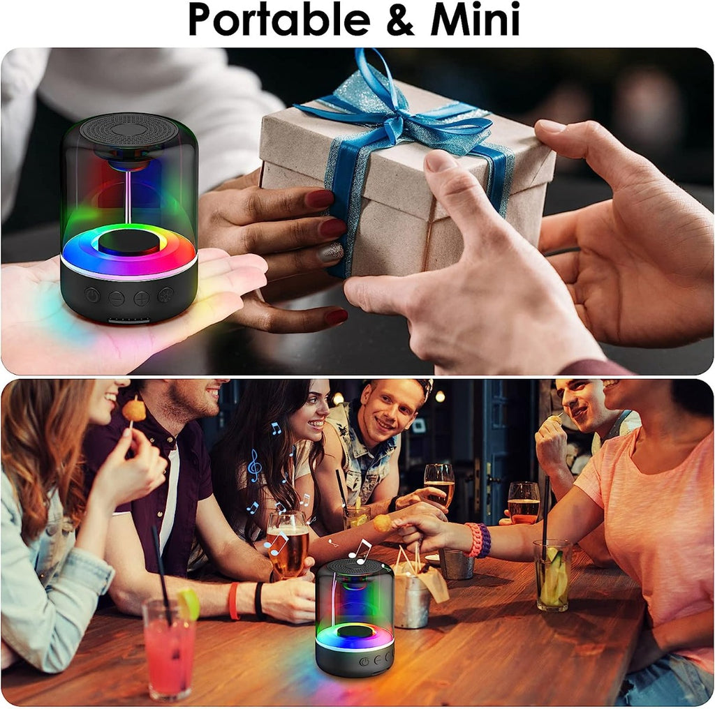 Mini altoparlante Bluetooth con luce LED RGB circolare e corpo nero