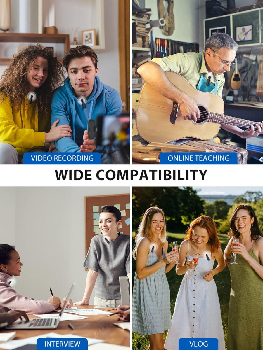 Microfoni lavalier wireless in uso per vlog e insegnamento online